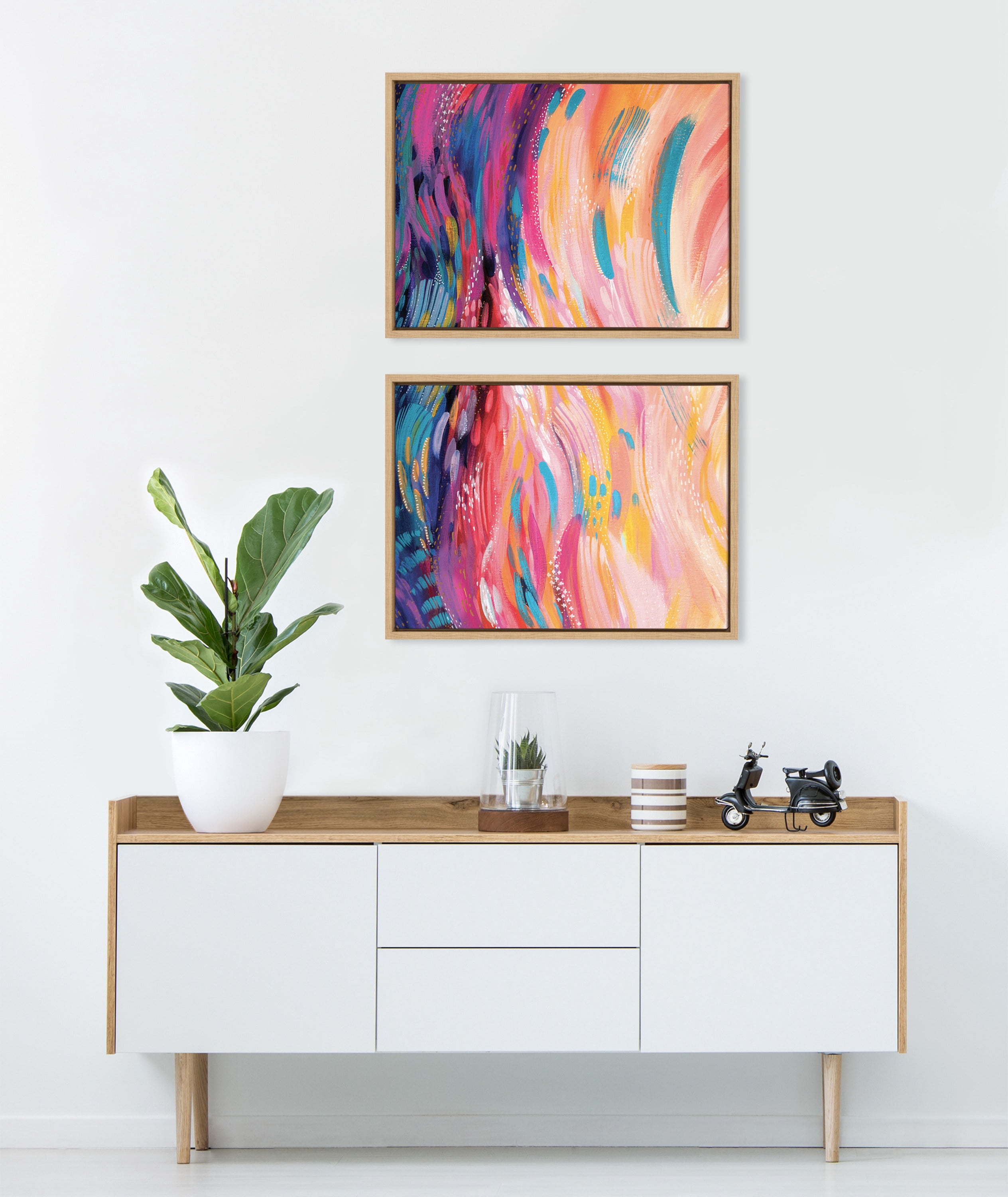 Sylvie Brush Strokes 90 18 in x 24 in Framed Painting Canvas Art Prints, by Kate and Laurel Set of 2
