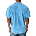 thumbnail image 4 of Qwertyu Mens Oversized Tshirt Casual Mens Washed Cotton Shirts Loose Fit Short Sleeve Crewneck Vintage Fashion Tops with Pocket Sky Blue M, 4 of 4