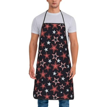 

Chef Aprons for Men and Women - Red Star Oil-Resistant Bib Aprons for Cooking Waterproof BBQ Grilling Kitchen Aprons Gifts for Women and Men