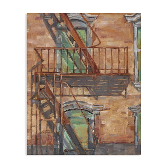 Stupell Industries Contemporary Brick Building Fire Escape Canvas Art, 16 x 20, by Ethan Harper