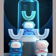 thumbnail image 4 of Cepillo de dientes eléctrico sónico de 360 grados con forma de U, con dibujos animados para niños, recargable por USB, cabezal de cepillo de silicona automático, luz azul para niños, IPX7, 4 of 5