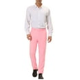 thumbnail image 2 of INSPIRE CHIC Men's Casual Straight Fit Comfort Stretch Flat Front Chino Pants 32 Pink, 2 of 8