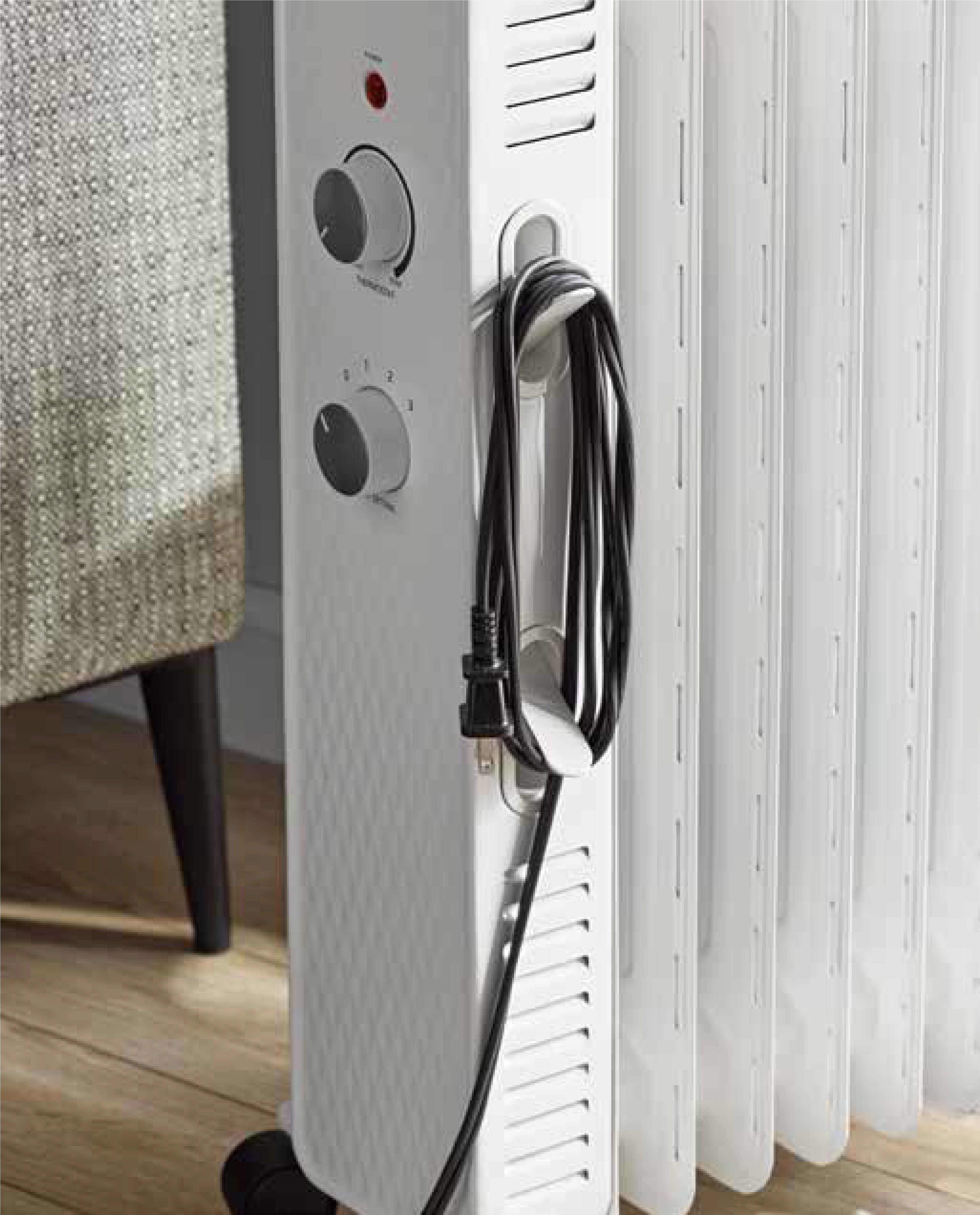 Mainstays 1500W Mechanical Oil Filled Electric Radiant Space Heater, White, New, WSH07O2AWW