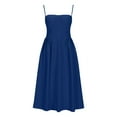 thumbnail image 4 of Lovzfmll Womens Summer Dresses Casual Dresses for Women Round Neck Sleeveless Cotton Summer Beach Dress Sundresses with Pockets Retro Style Dopamine Shoulder Strap Adjustable Dress Blue XL, 4 of 5