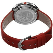 Women's Quartz Diamond Floral Plumeria Design Red Strap Watch