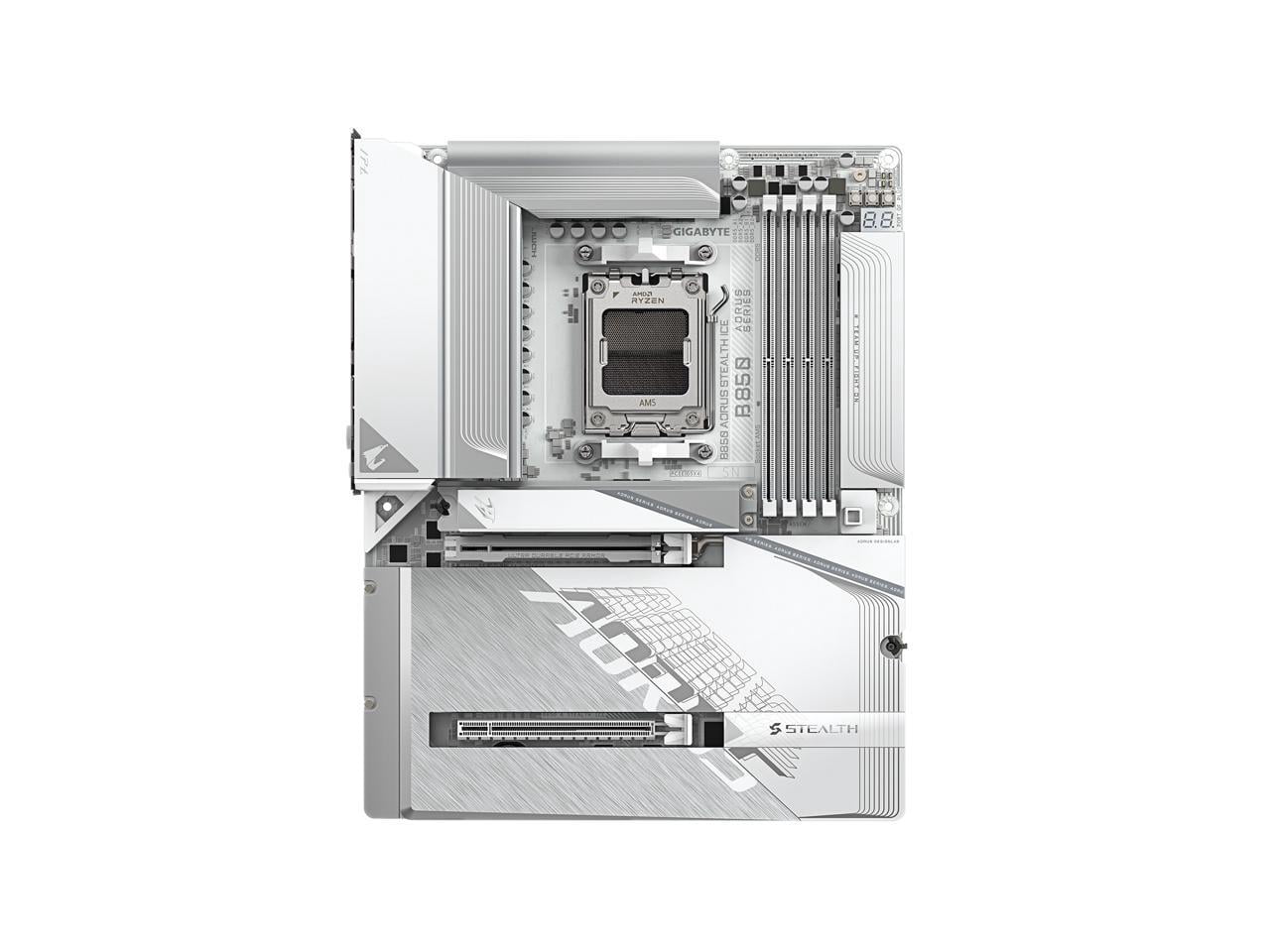 Aorus STEALTH B850 A STEALTH ICE Gaming Desktop Motherboard, AMD B850 Chipset, Socket AM5, ATX