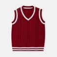 thumbnail image 4 of Womens Sleeveless Sweater Vest Men's And Women's Matching Knitted Sweater Blouses Knitted Yarn Cardigans College Style School Blouses, 4 of 5