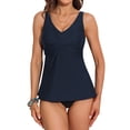 thumbnail image 1 of Charmo Womens Wrapped V Neck Swim Tops Built in Bras Tanikini Tops Bathing Suit Tops Only(No Bottoms）, 1 of 6