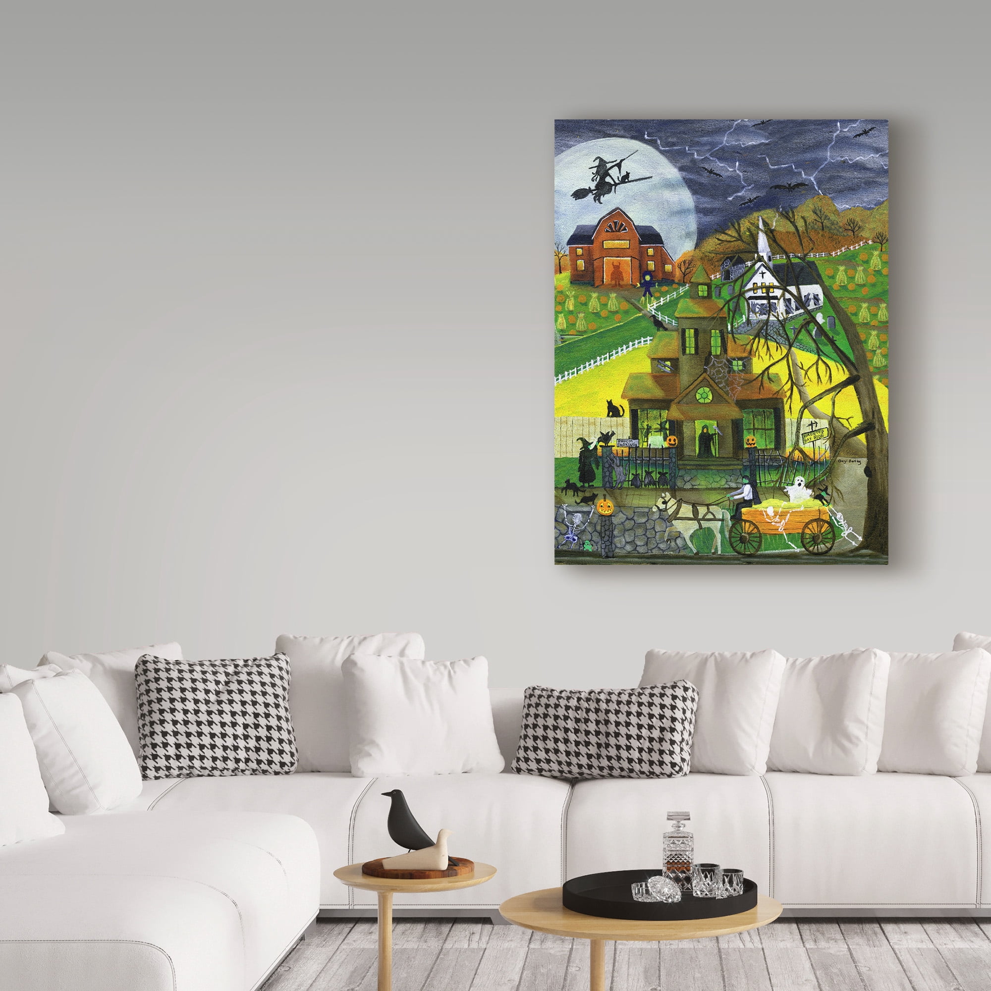 Trademark Fine Art 'Haunted Hay Ride By Witch House' Canvas Art by Cheryl Bartley
