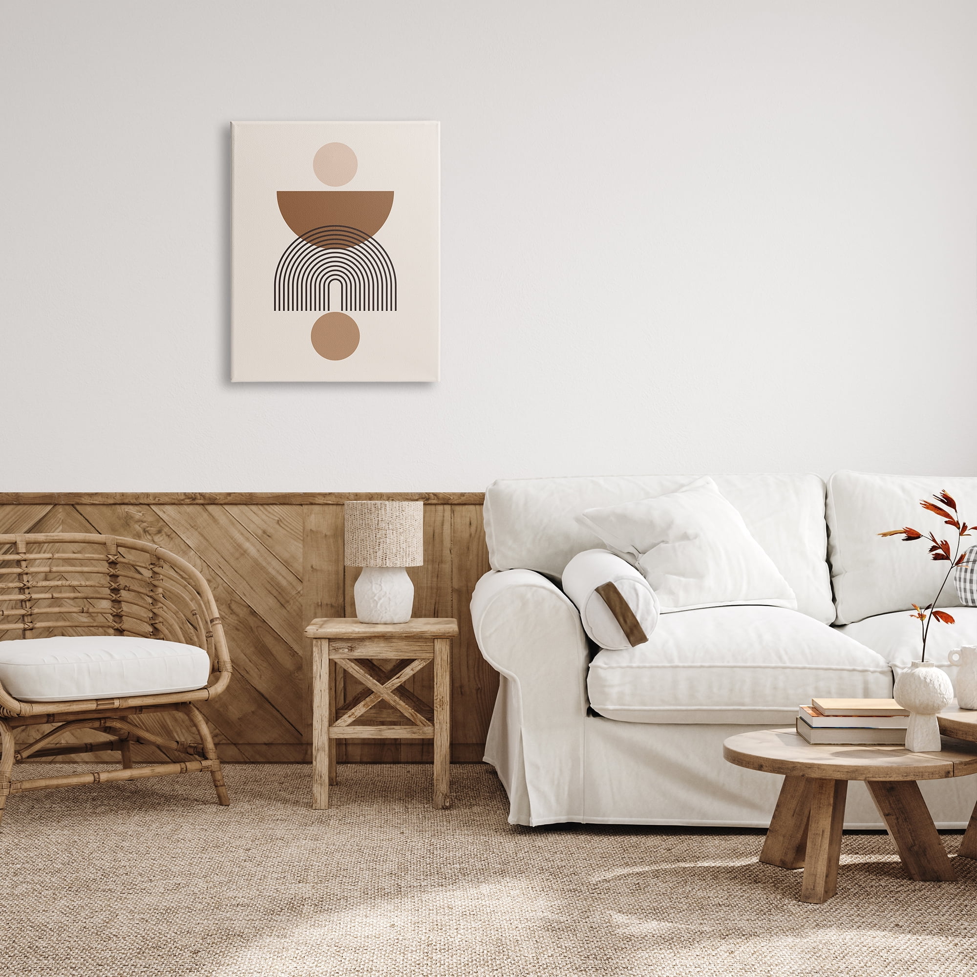 Stupell Industries Brown & Beige Shapes Abstract Painting Gallery Wrapped Canvas Print Wall Art, 24 x 30
