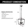 thumbnail image 2 of Briignite 4-Light Black Farmhouse Chandelier,Iron Caged Pendant Light,Simple Lantern for Kitchen Island Dining Room Hallway Foyer Entryway, 2 of 5