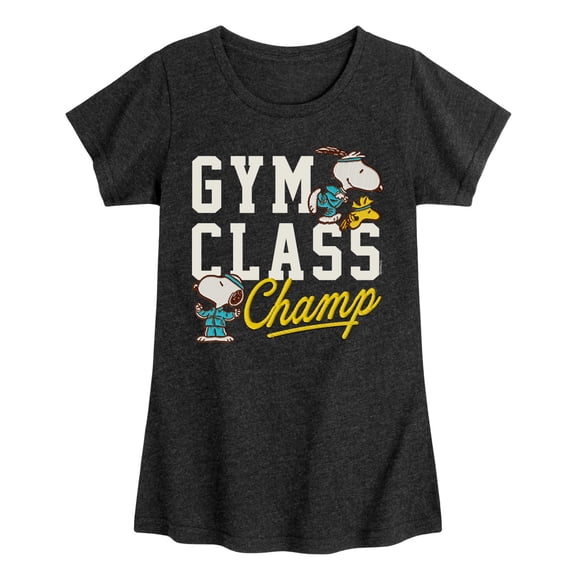 Peanuts - Gym Class Champ Faux Patch - Youth Girls Fitted Short Sleeve T-Shirt