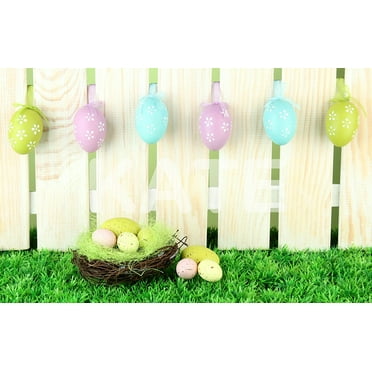 GreenDecor 7x5ft Easter Backdrops for Photography Colour Egg White Wood Wall Photo Studio Background Booth Props for Baby