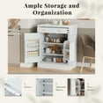 thumbnail image 4 of Euroco Freestanding Kitchen Cabinet with Marble Countertop, 2 Adjustable Shelves, 2 Door Shelves, and Pull-Out Drawer, 35.4" Height, 4 of 9