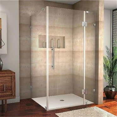Avalux 40 x 32 x 72 in. Completely Frameless Shower Enclosure in Stainless Steel