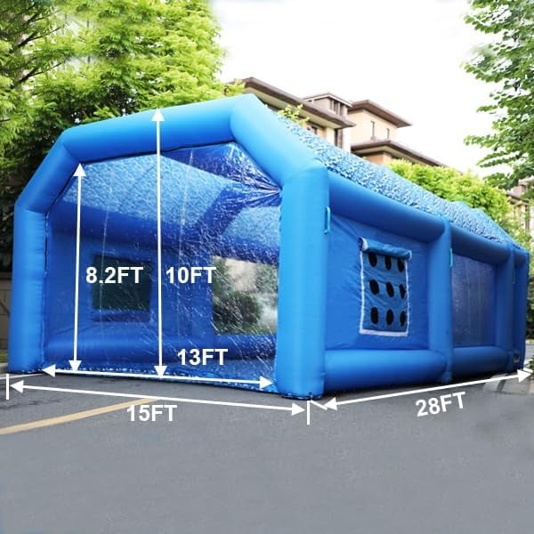 WGIA Paint Booth Inflatable Tent, 28x15x10FT (2 Blowers), Car Paint Portable Cabin