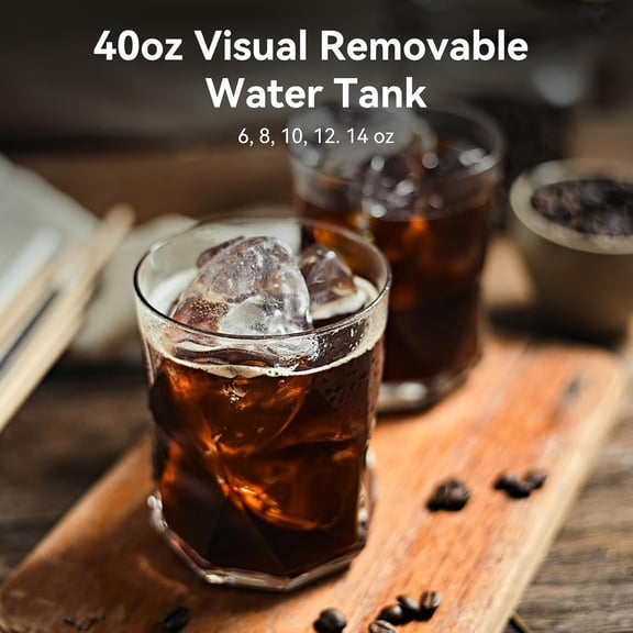 Single Serve Coffee Maker, Compatible with Pods & Ground Coffee, 40oz Removable Water Reservoir, 5 Brew Sizes (6-14oz), Compact for Kitchen Use, Black