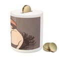 thumbnail image 3 of Pin up Girl Piggy Bank, Portrait of Hand Drawn Pale Skin Lady with Mole on Cheek, Ceramic Coin Bank Money Box for Cash Saving, 3.6" X 3.2", Dark Taupe Dimgrey, by Ambesonne, 3 of 4