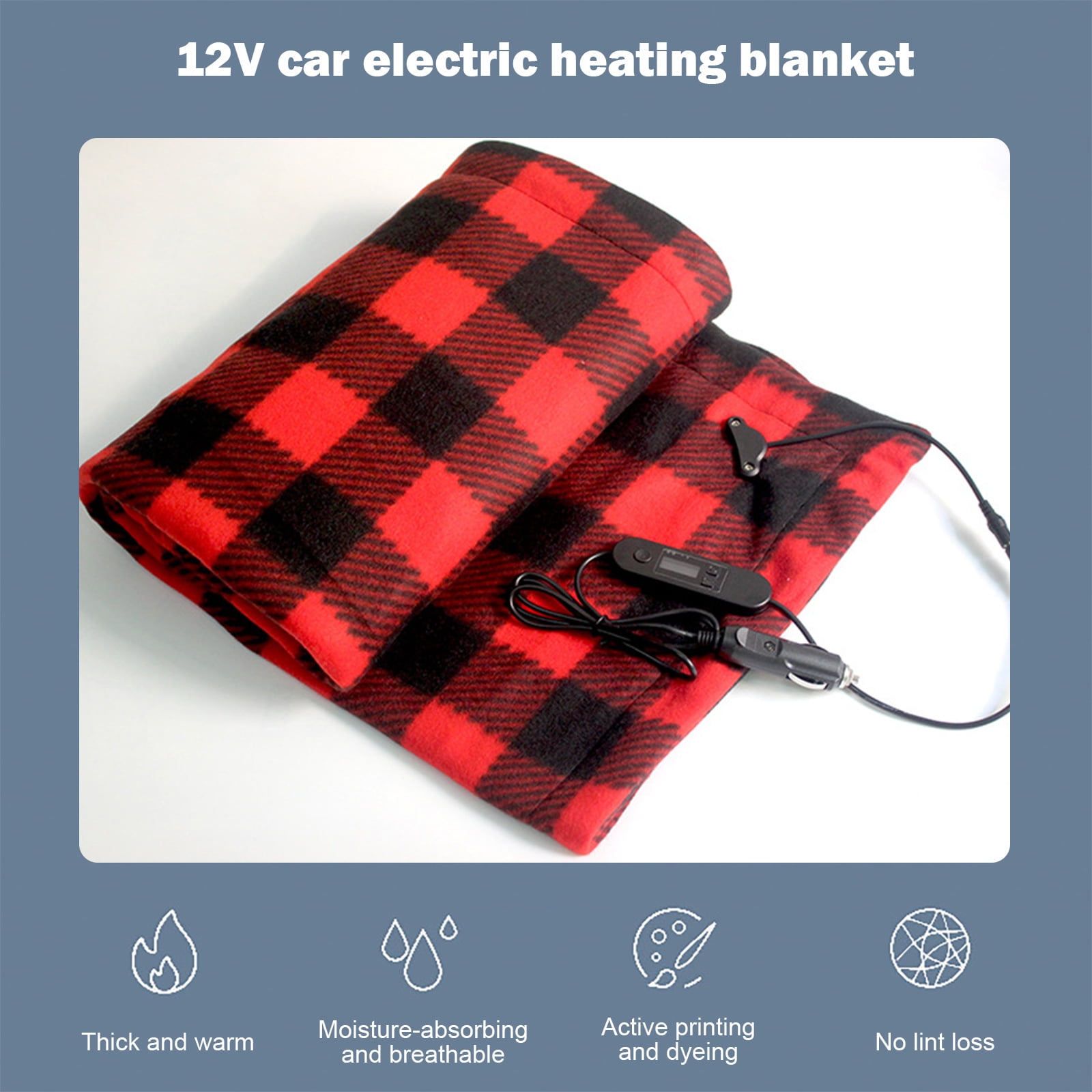 Mymisisa Electric Car Blanket Heated Fleece Travel Throw with Timer (Black  Red) | Walmart Canada