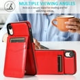 thumbnail image 5 of Allytech Back Flip Wallet Case for iPhone XR with 5 Card Holder, Luxury PU Leather Kickstand Magnetic Buckle Shockproof Anti-Scratch Protective Case for Women Men - Red, 5 of 7
