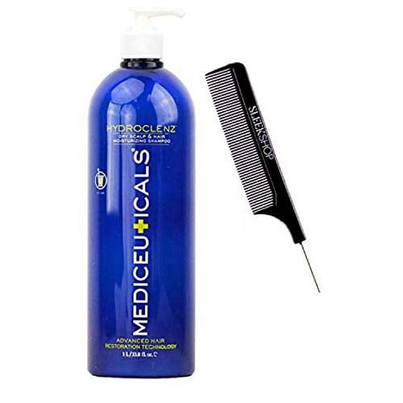 Therapro Mediceuticals HYDROCLENZ Dry Scalp & Hair Moisturizing Shampoo (w/Sleek Comb) Advanced Hair Restoration, SLS-Free Formula, Hydro Cleanse (33 oz / 1000 ml - LARGE LITER SIZE)