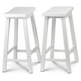 thumbnail image 1 of PJ Wood Classic Saddle-Seat 24" Tall Kitchen Counter Stools, White, (Set of 2), 1 of 8
