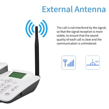 GJX Fixed Wireless Phone 4G Desktop Telephone Support GSM 850/900/1800/1900MHZ SIM Card Cordless Phone with Antenna Radio Alarm Clock SMS Function for House Home Call Center Office Company Hotel