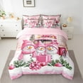 thumbnail image 2 of jejeloiu Lovely Xmas Snowman 7pcs Bedding Comforter Set,Merry Christmas Gifts Queen Bedding Sets,Pink White Green Queen Sheet Sets For Girls,Microfiber Bedroom Decor Reversible, 2 of 8