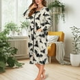 thumbnail image 3 of Xoenoiee Bat Moon Star Print Nightgown House Dress Zip up Robes for Women Halloween Long Lounge Dress Round Neck House Coat Bathrobe Plus Size, Size M, 3 of 7