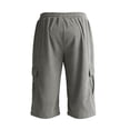 thumbnail image 4 of Men's Corduroy Cargo Capri Pants, Elastic Waist Drawstring 3/4 Long Shorts with Multi-Pockets, Casual Loose Fit Summer Cropped Trousers Gray, 4 of 6