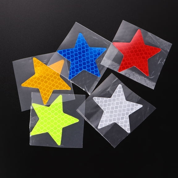 LEORX 30pcs Reflectorized Adhesive Sticker for Car Visibility Adhesive Stickers Night Use Star Shape