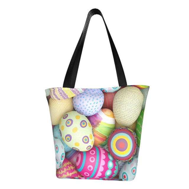Balery Colorful Easter Eggs Bolsa de Hombro con Diseño, Bolsa Grande y Duradera, Bolsa Versátil para Compras