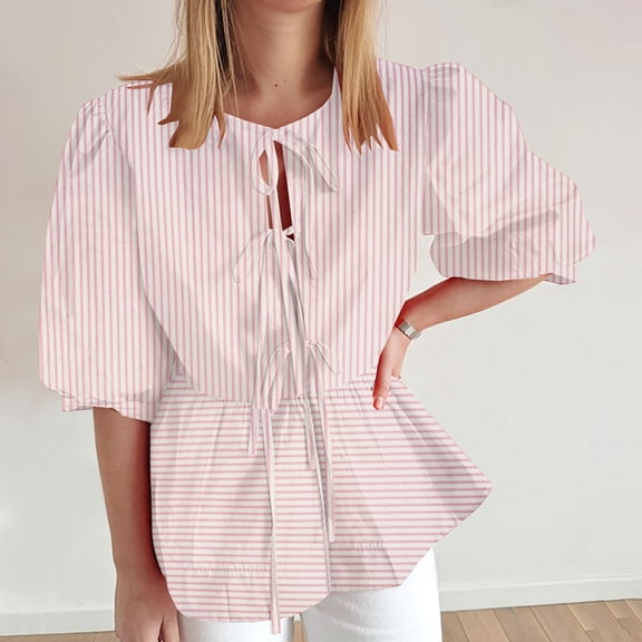 Womens Short Sleeve Shirts Casual Womens T Shirts Fitted Striped Shirt Women Short Sleeve Plus Size Shirts for Women Loose Fit reorder items