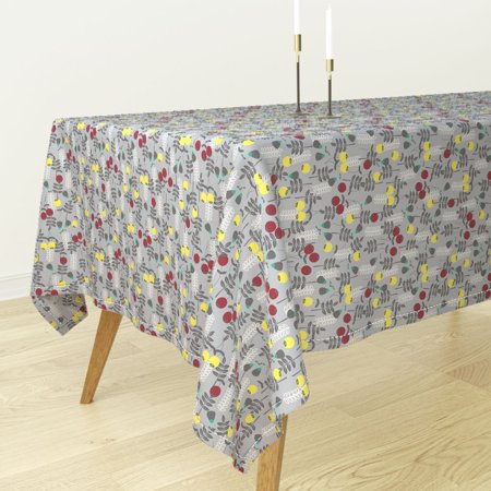 Tablecloth Burgundy Floral Poppy Meadowlark Yellow Grey Modern Cotton Sateen Walmart Com