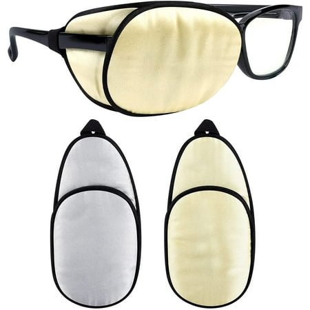 eZAKKA Eye Patches for Adults, Eye Patch for Glasses Eyepatch for Lazy Eye Amblyopia Strabismus and After Surgery (Light Yellow + Light Gray)