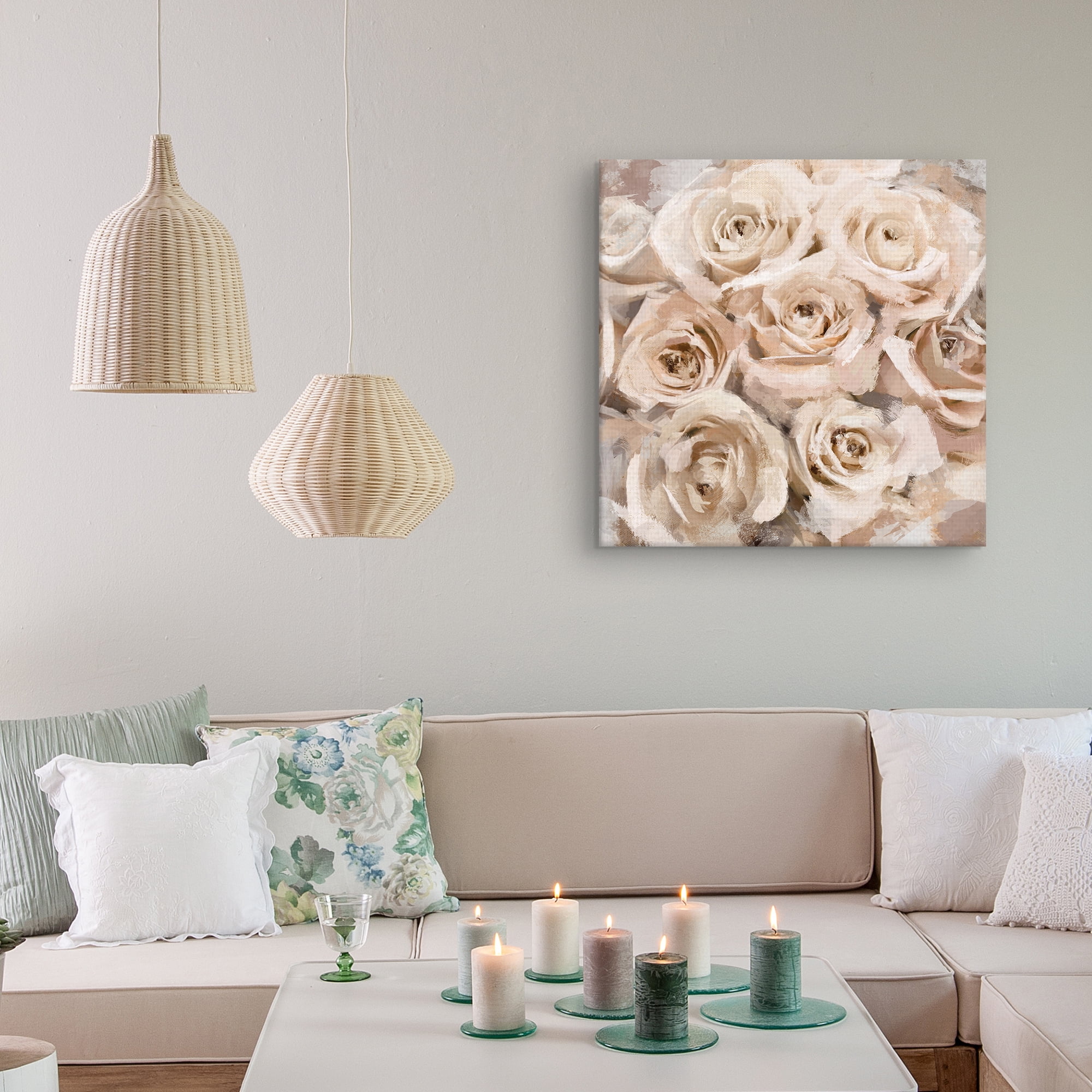 Masterpiece Art Gallery Paper Roses Coral by Studio Arts Canvas Art Print