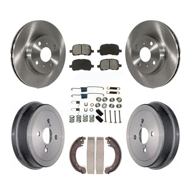Transit Auto Front Rear Disc Brake Rotors Semi-Metallic Pads and Drum Kit (7Pc) for Car 2002 Toyota Corolla From 04 02 K8S-102358
