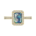 thumbnail image 2 of 1.86ct emerald cut blue moissanite 14k yellow gold halo Bridal Wedding Engagement Promise Anniversary Ring for Women size 6.5, 2 of 7
