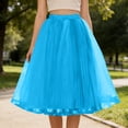 thumbnail image 5 of LEKWK Womens Tulle Skirt Elegant Fluffy Midi Skirt Elastic High Waist Pleated Skirt Multi Layered Mesh Flowy Lining Party Wedding Guest, 5 of 5
