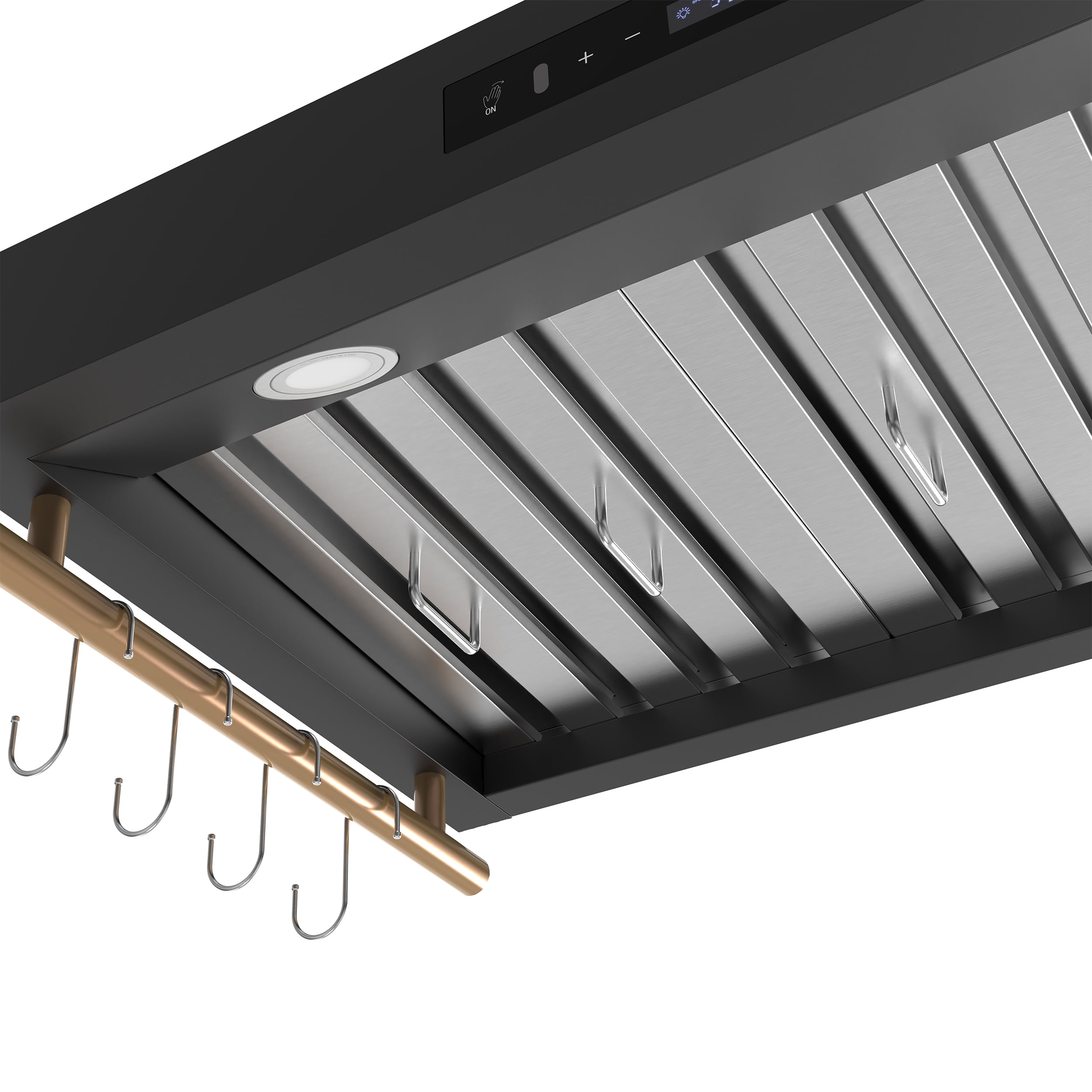 Forno Venezia 36 Inch Wall-Mounted Range Hood in Black with Touch Controls and Baffle Filters