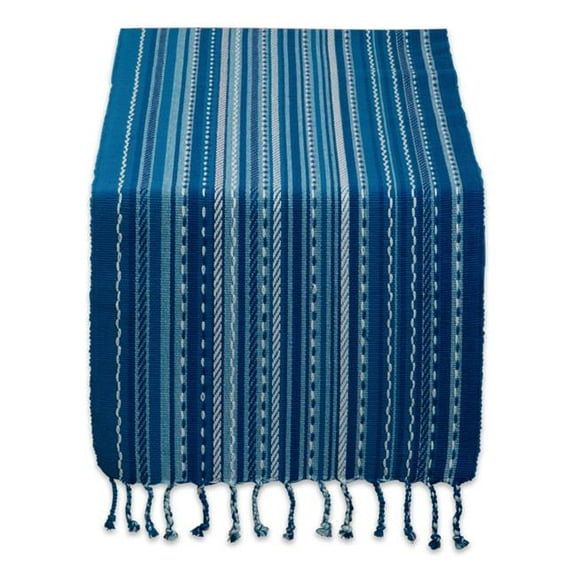 DII Tonal Stripe with Fringe Table Runner, Blue