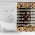 thumbnail image 4 of 72x78 Inch Shower Curtain Farmhouse Vintage Bathroom Decor Waterproof Fabric Bathtub Bath Curtains Decorative Western Country Star Brown Plaid Extra Long Shower Curtain Set with Hooks, 4 of 6