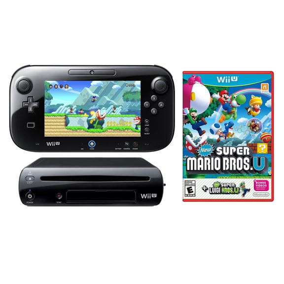 Nintendo Wii U 32GB Video Game Console with Super Mario Bros U Luigi U Games, Black