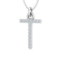 thumbnail image 2 of SuperJeweler T Initial Necklace In 14 Karat White Gold With 13 Diamonds, With Free 18 Inch Chain, For Women, 2 of 6