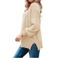 thumbnail image 4 of Fall Winter Crewneck Women Casual Knit Sweater Ribbed Side Slit Loose Pullover, 4 of 5