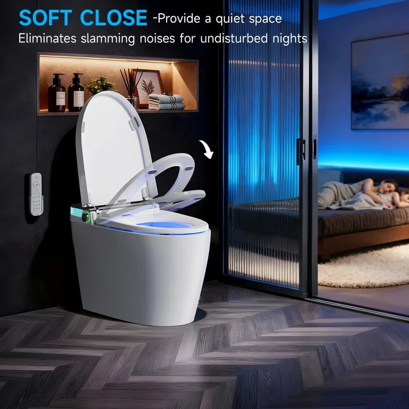 BCANHOME Smart Toilet with Built-in Bidet,One-piece Toilet with Tankless Bidet,Auto Open Lid, Soft-closing Heat Seat, 1.28 Gallons Auto Flush, Warm Dryer, Remote Control