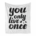 thumbnail image 1 of YOLO Soft Flannel Fleece Blanket, You Only Live Once Message with Black Hearts Captivating Modern Words About Life, Cozy Plush for Indoor and Outdoor Use, 50" x 60", Black and White, by Ambesonne, 1 of 6