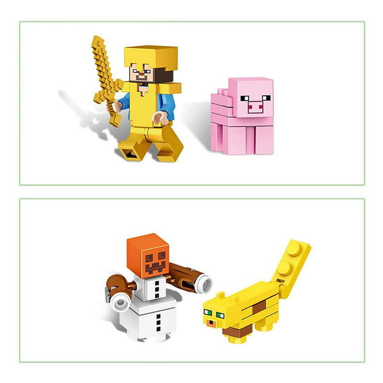 22 Pcs Miner Minifigures Building Blocks Toys Set, Game Pixelated