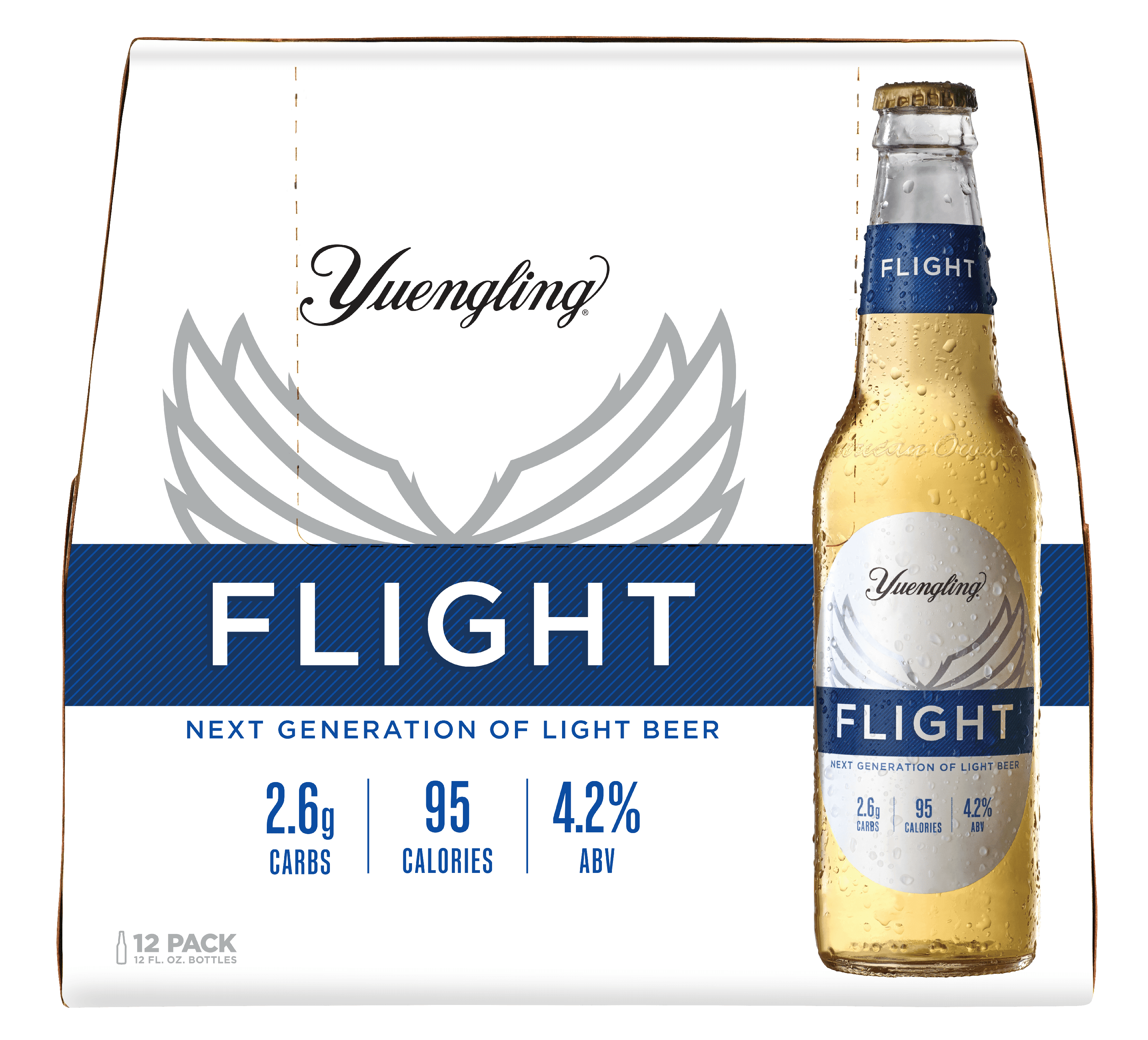 Yuengling FLIGHT Light Beer, 12 Pack Beer, 12 fl oz Glass Bottles, 4.2% ABV, Domestic Lager