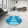 thumbnail image 3 of Ahgly Company Indoor Square Patterned Neon Blue Area Rugs, 5' Square, 3 of 6
